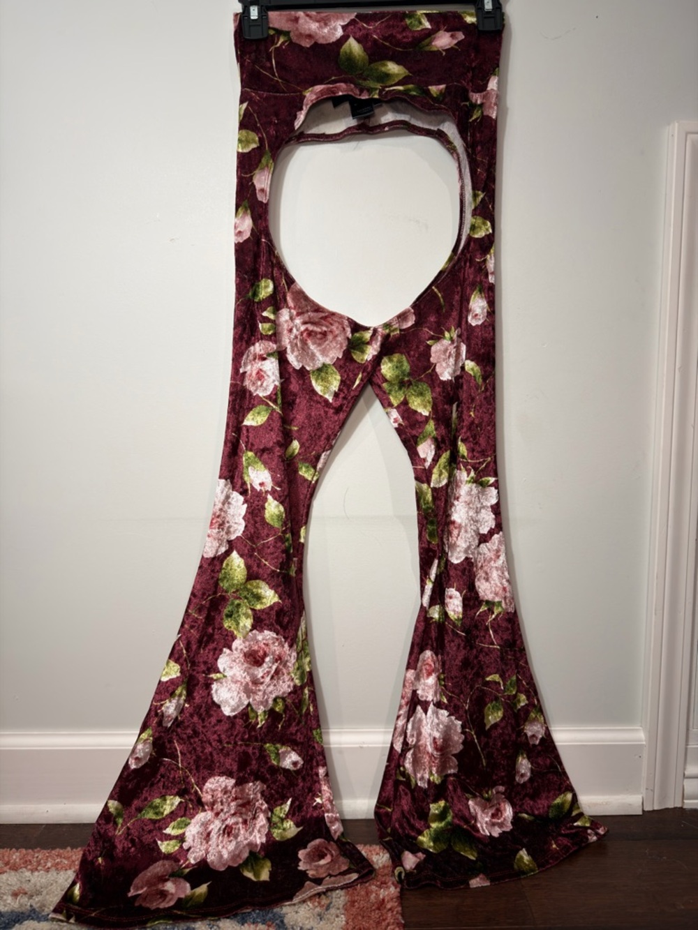 Warrior Within Floral Velvet Chaps Pants Women’s Small Bell Bottom Festival Rave